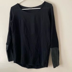 Club Monaco L/S Warren Black Silk  w/Black Leather Cuffs